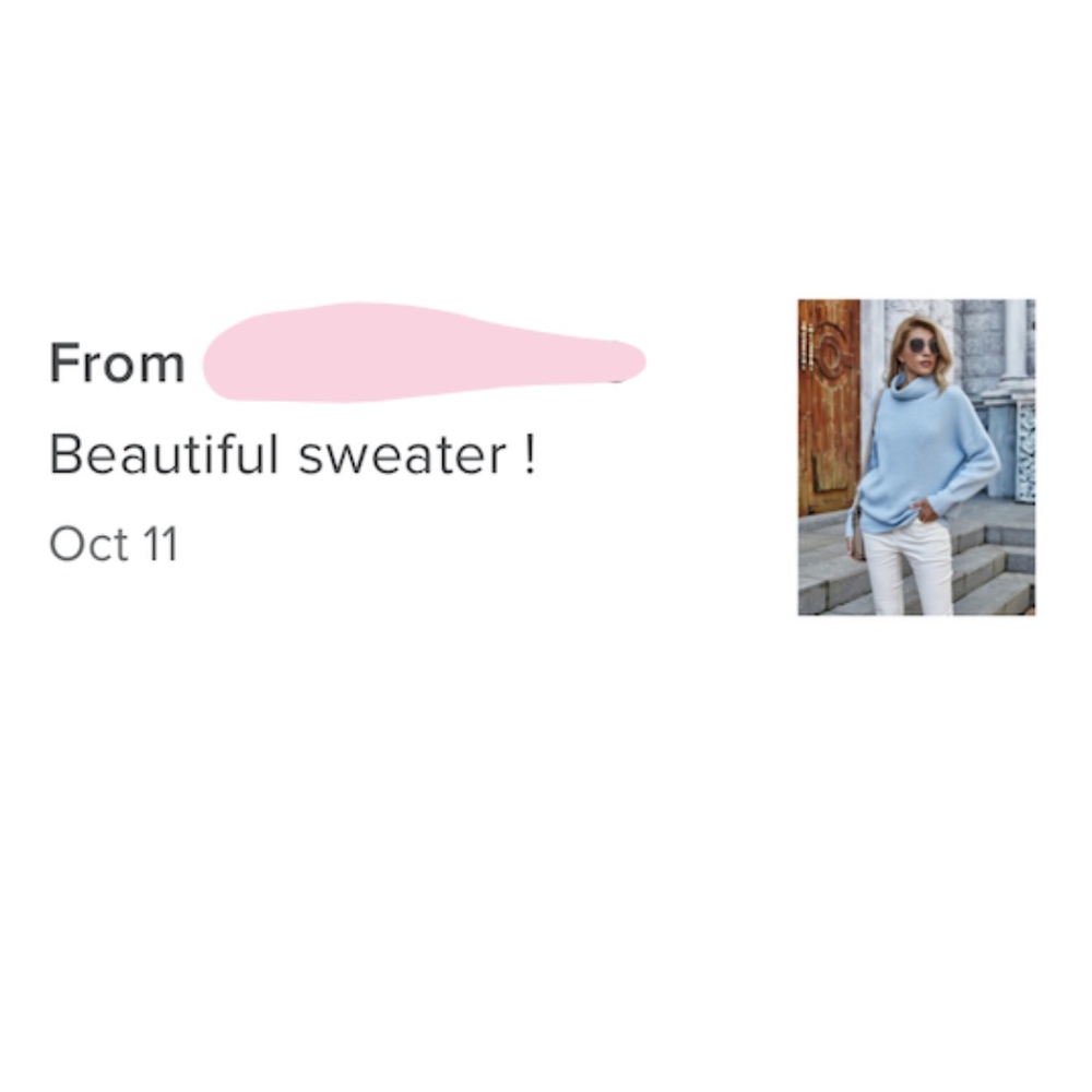 Light Blue Knit Cowl Turtleneck Sweater - Picture 7 of 8